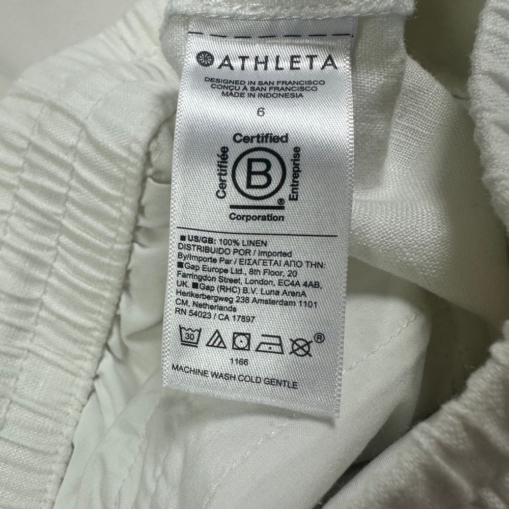 Athleta White Linen Blend Jogger Pants Drawstring Waist Elastic Cuffs Casual 4 - Picture 11 of 13